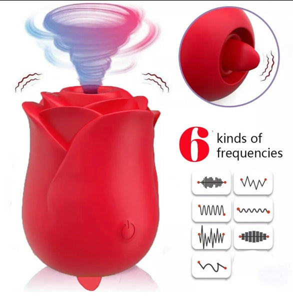 Rose Clitoral Suction Vibrator with Tongue Lick Clit Stimulator