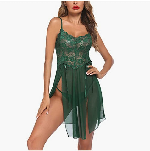Lace Negligee Dress Strap Chemise Sexy Nightgown Lingerie